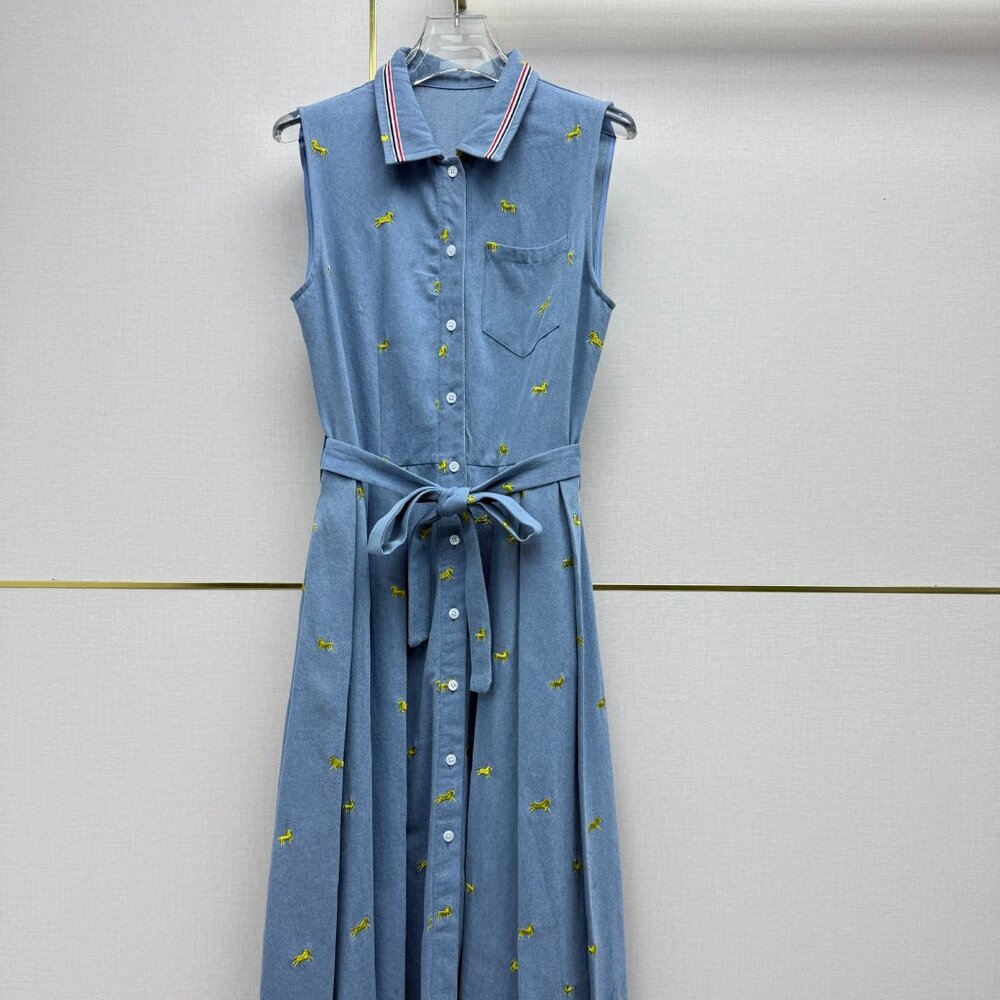 Thom Browne new denim sleeveless dress